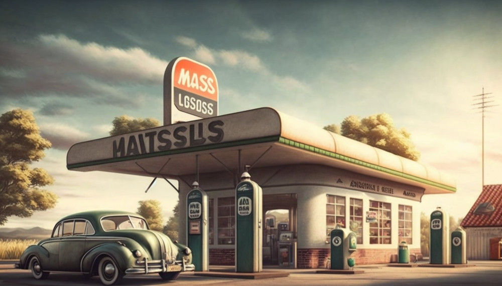 Canvas Wall Art - Canvas Wall Art-Gas station in the 60s - B1165 - [120 x 80 cm]