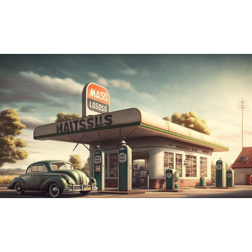 Canvas Wall Art - Canvas Wall Art-Gas station in the 60s - B1165 - [120 x 80 cm]