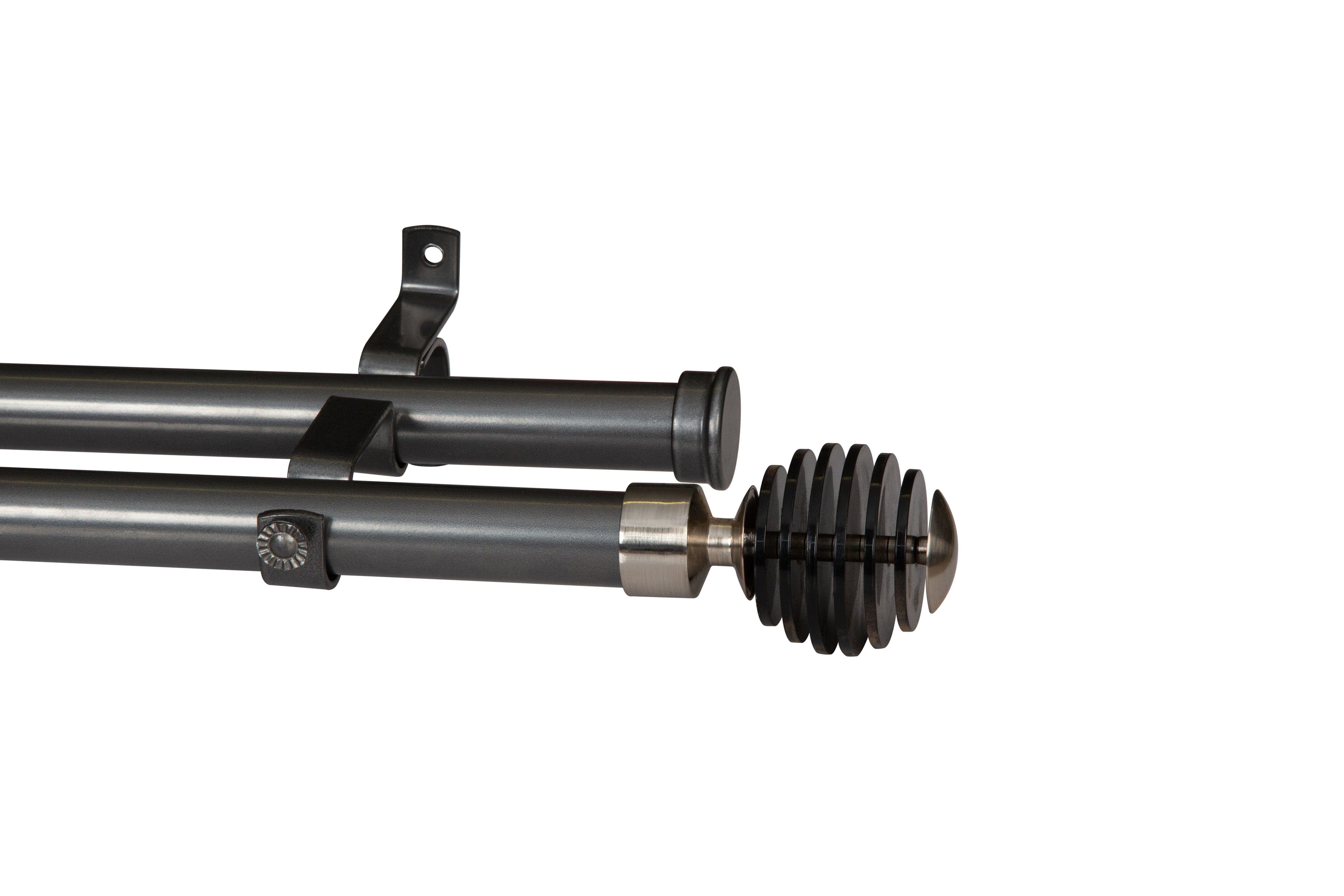 28MM DOUBLE POLE SET-STACKED BALL-GUN METAL-1.5M