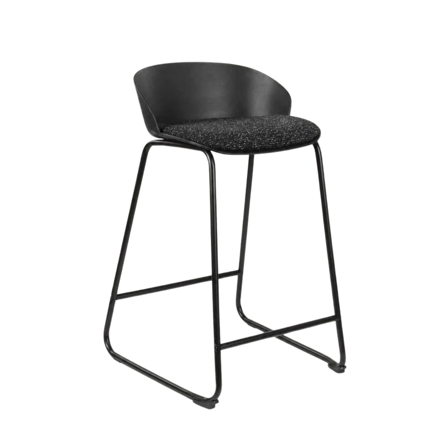 Modern Fabric Barstool with Curved Back