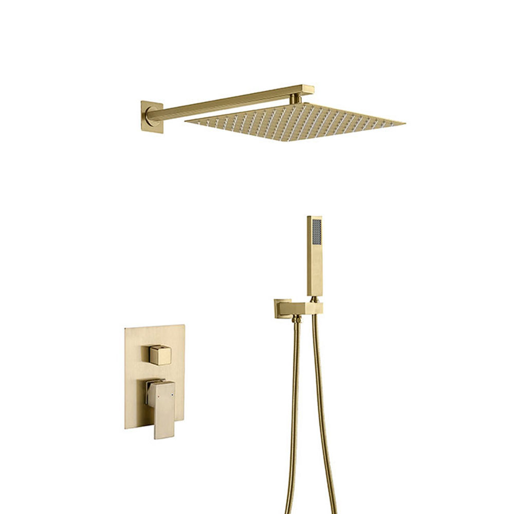 GBB037- BRUSHED GOLD SQUARE FINISH CONSEALED SHOWER SET WITH HOSE