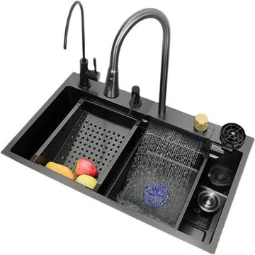 Stainless Steel Waterfall Kitchen Sink 75x45x22cm