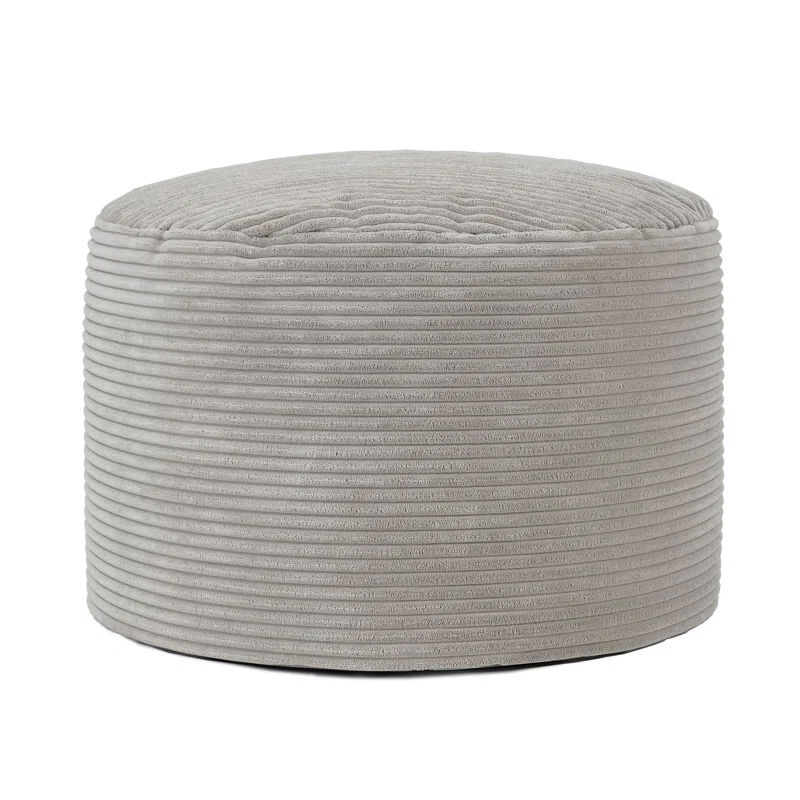 Raven Round Corduroy Pouffe- Grey