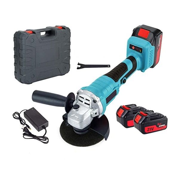 Cordless Angle Grinder Brushless 21V 115mm with 2xBatteries and Carry Case
