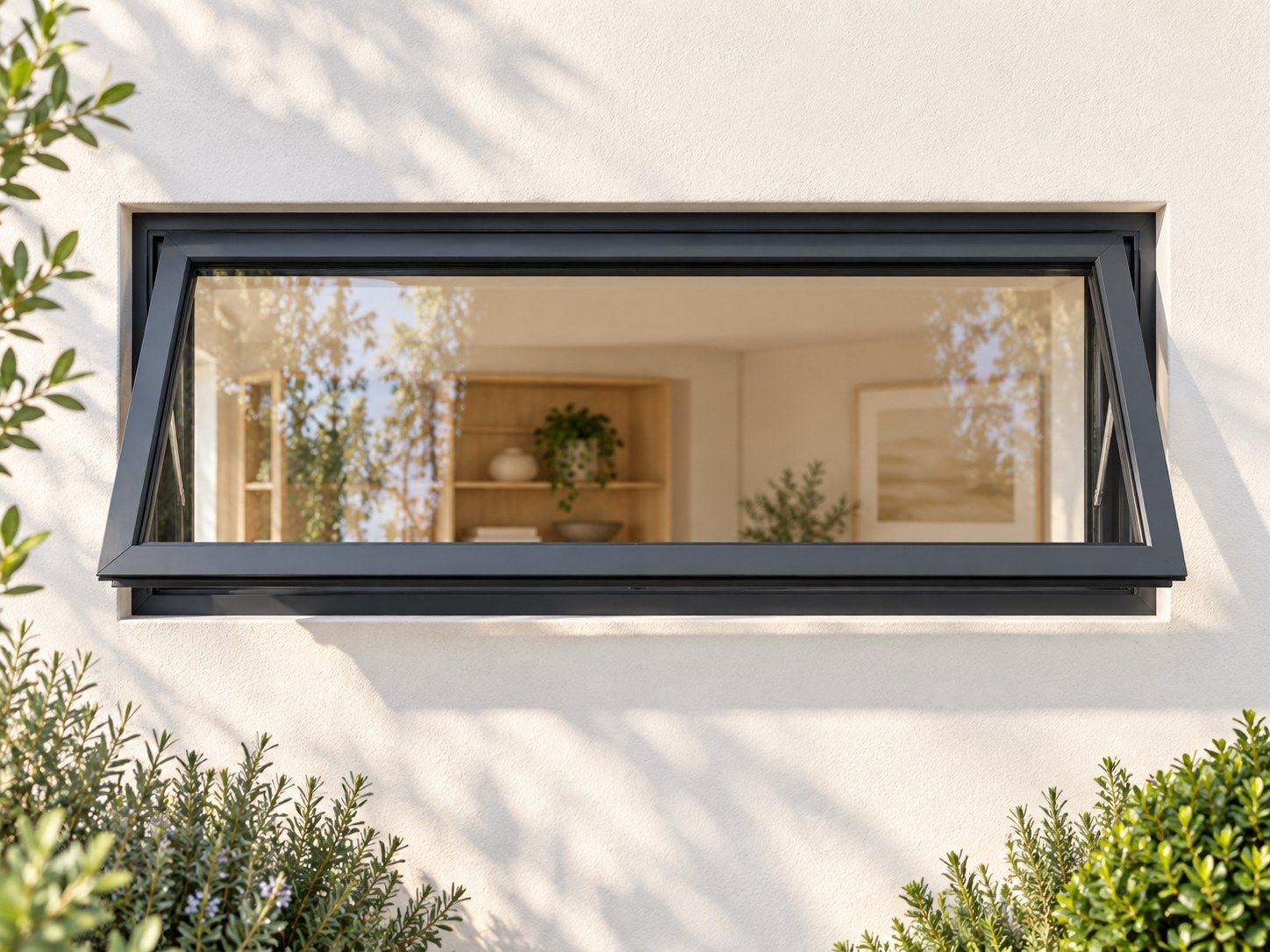 Kenzo Premium Top-Hung Aluminium Window - Charcoal, 900 400 mm, Single Opener, Clear Glass
