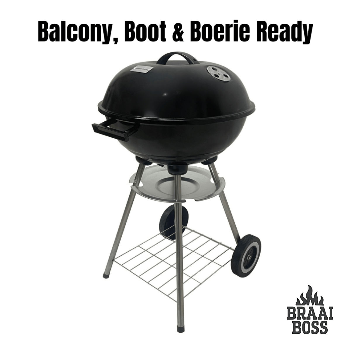 BraaiBoss – 44cm MiniBoss Compact Charcoal Kettle Braai – Balcony, Boot & Boerie Ready
