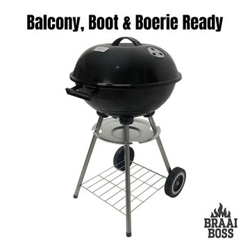 BraaiBoss – 44cm MiniBoss Compact Charcoal Kettle Braai – Balcony, Boot & Boerie Ready