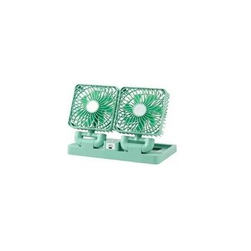 Ashcomonline Rechargeable Dual Head Solar Powered Fan A+ 12 mm 7 Blade Table Fan (Green, Pack of 1)