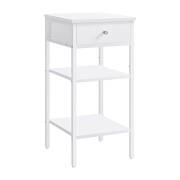 Bragg Batan Side Table with 1 Drawer and 2 Storage Shelves, White