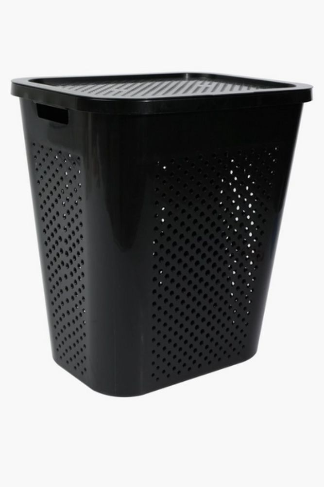 85L DOTTED LAUNDRY BASKET Sturdy Plastic Laundry Storage with Lid