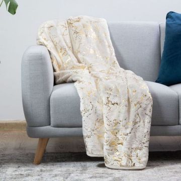 Nu Dekor - 3D Marble Design Fleece Blanket - White - 180x200cm