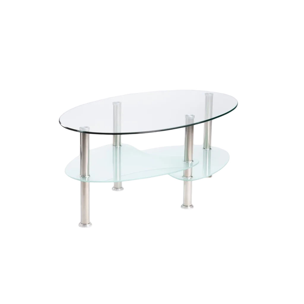 Vividitto - Domini 90x50cm Oval Glass Coffee Table - Clear