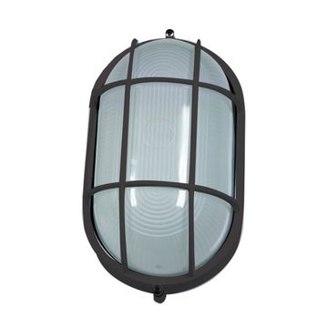 Black Die Cast Bulkhead + Guard E27 100W IP54