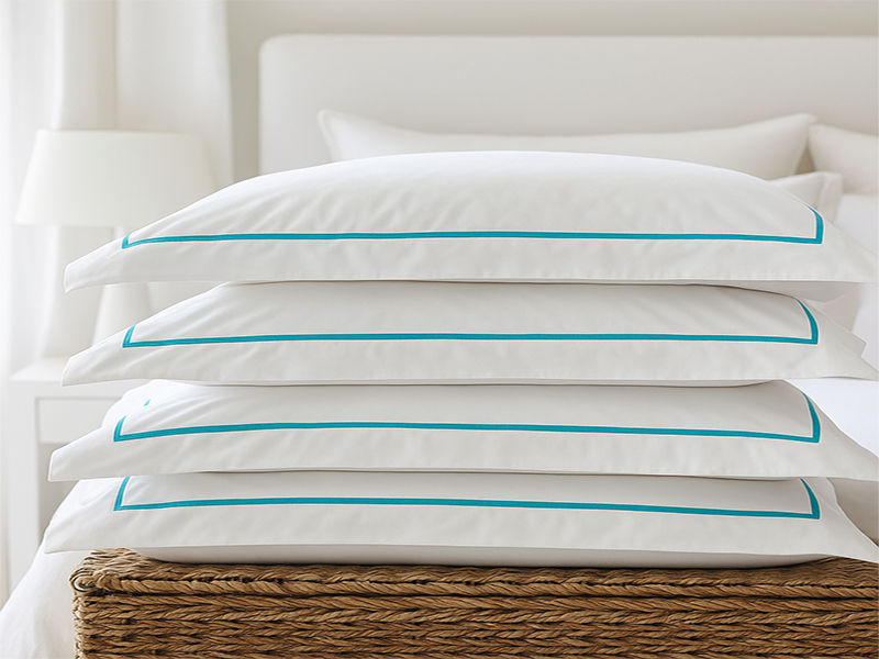 Rey's Fine Linen - Egyptian Collection - Oxford Satin Stitch Pillow Cover - Blue Atoll - Euro Continental (01 Set)