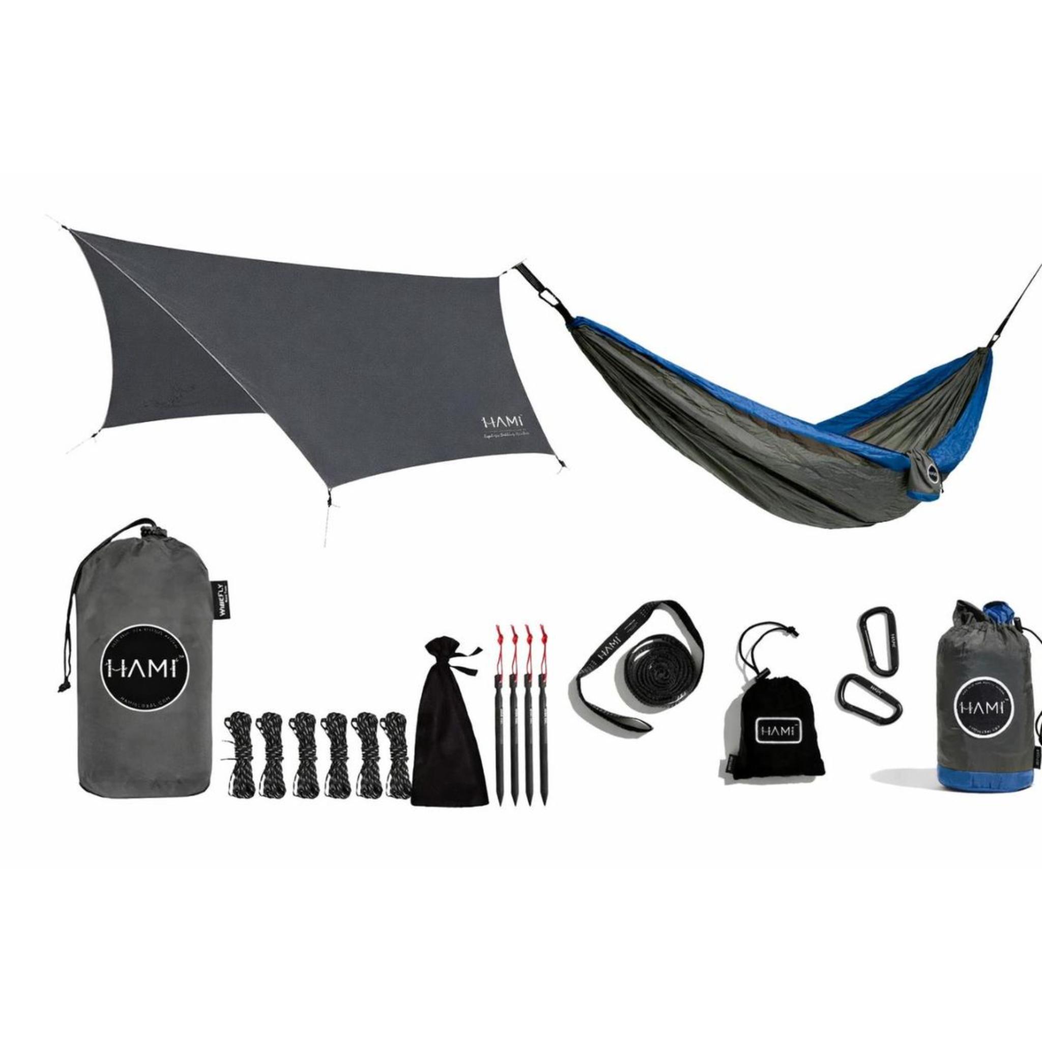 HAMI EcoTarp Grey 3.6m x 2.9m Double Hammock Dark Sea 3m x 1.8m