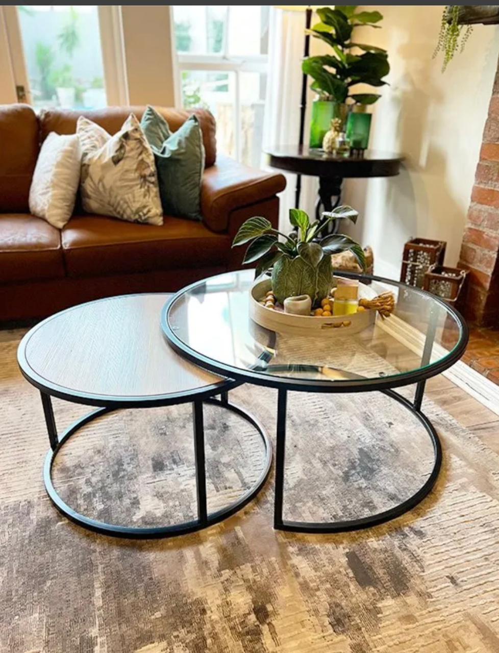 ASHER 2 piece round modern coffee table