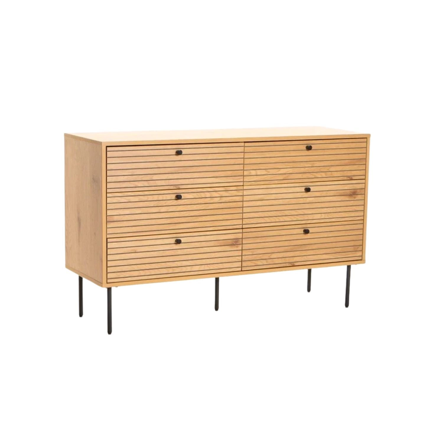 6 Drawer Chest of Drawers with Slatted Design