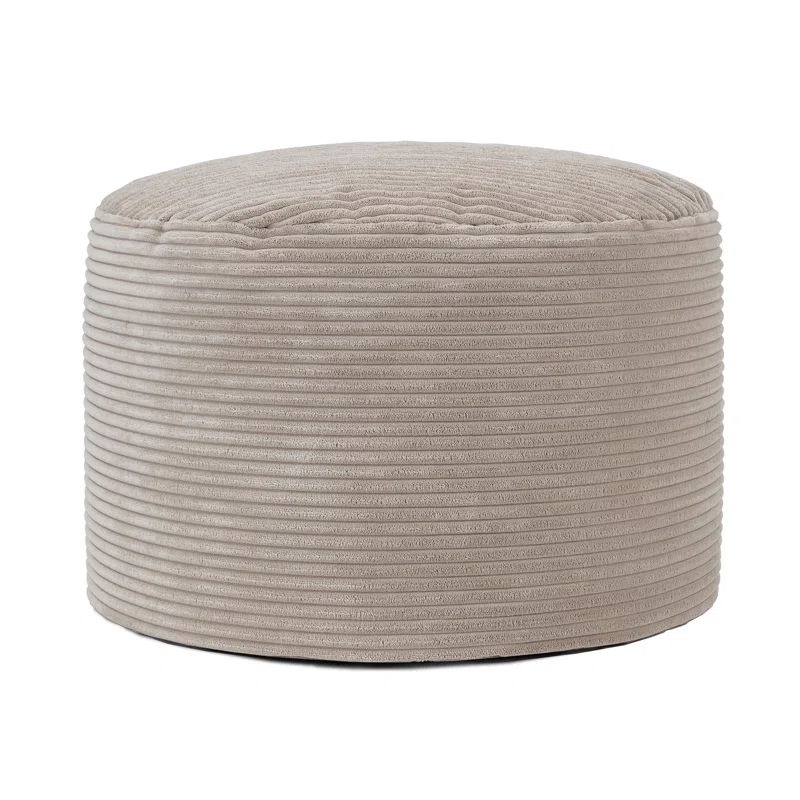 Raven Round Corduroy Pouffe- Cream