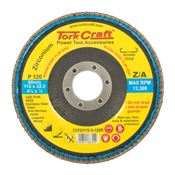 Flap Disc Round Edge Zirconium 115Mm 120 Grit Flat