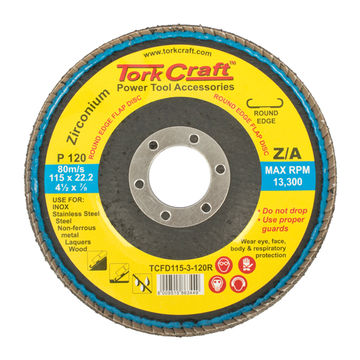 Flap Disc Round Edge Zirconium 115Mm 120 Grit Flat