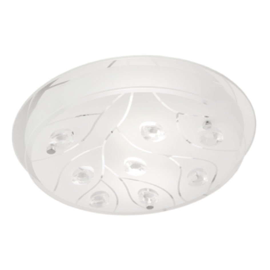 Polished Chrome with Frosted Glass and Crystals