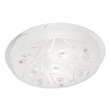 Polished Chrome with Frosted Glass and Crystals
