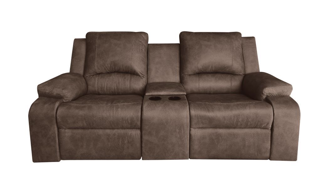 The Harrington 2 Seater Recliner with Console Armchair Couch - Brown