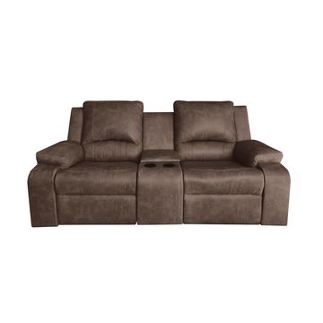 The Harrington 2 Seater Recliner with Console Armchair Couch - Brown