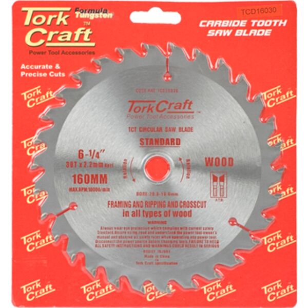 Blade Tct 160 X 30T 20/16 General Purpose Combination Wood