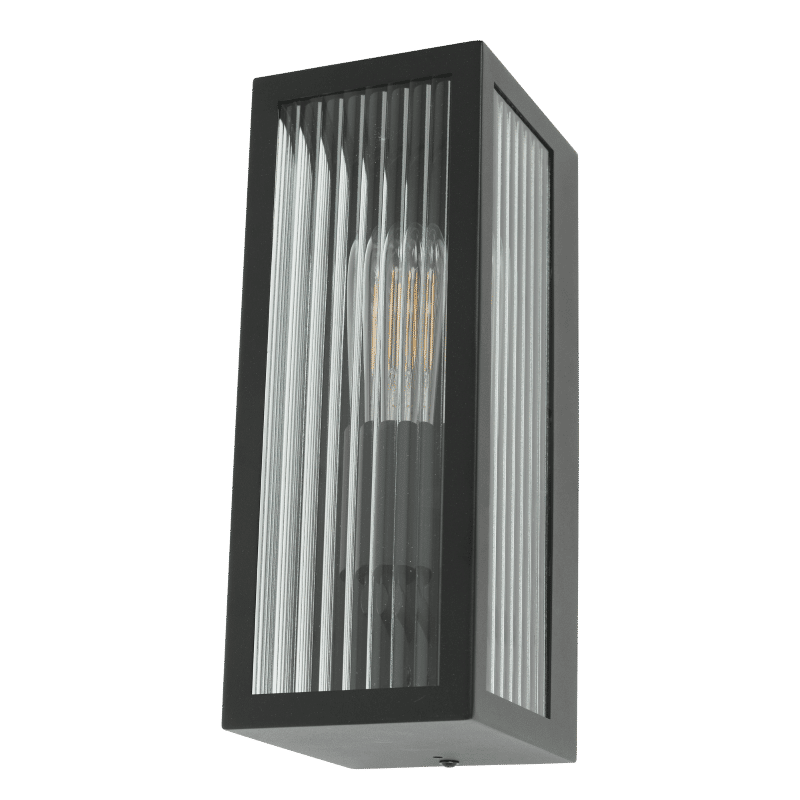 Zebbies Lighting Kamara Black Outdoor Wall Light with Beveled Glass