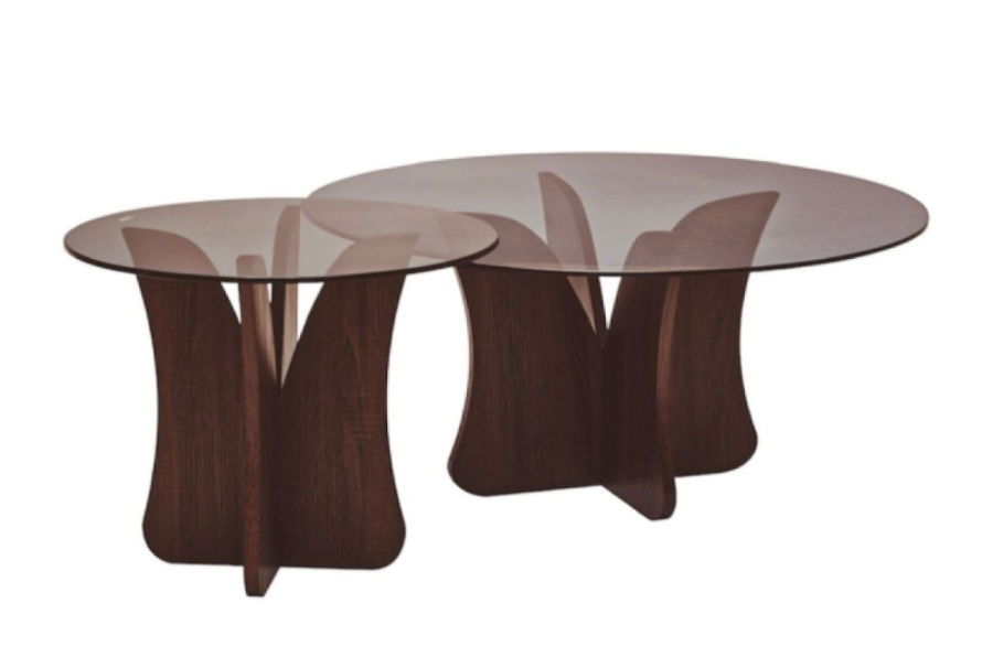 Brown Glass Round Coffee Table
