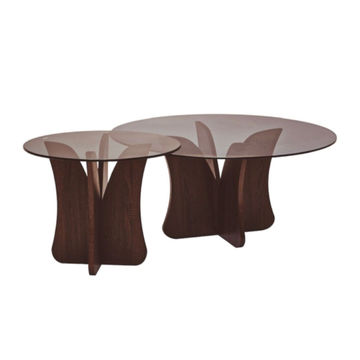 Brown Glass Round Coffee Table