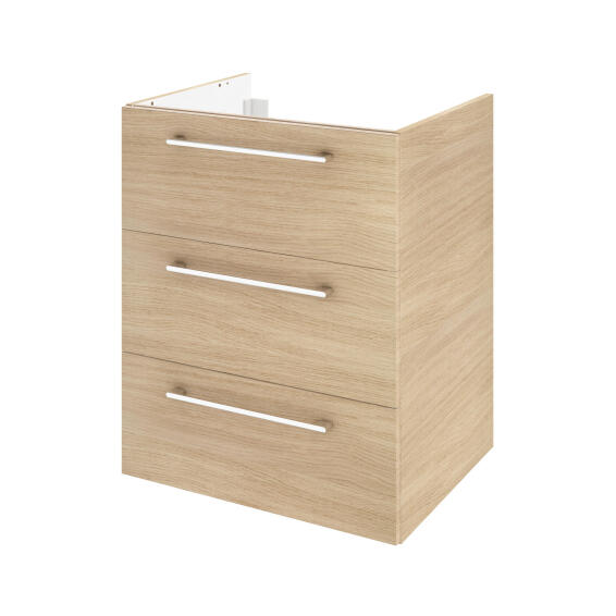 Single basin cabinet pack 3 drawers SENSEA Remix natural oak 60x58x48cm