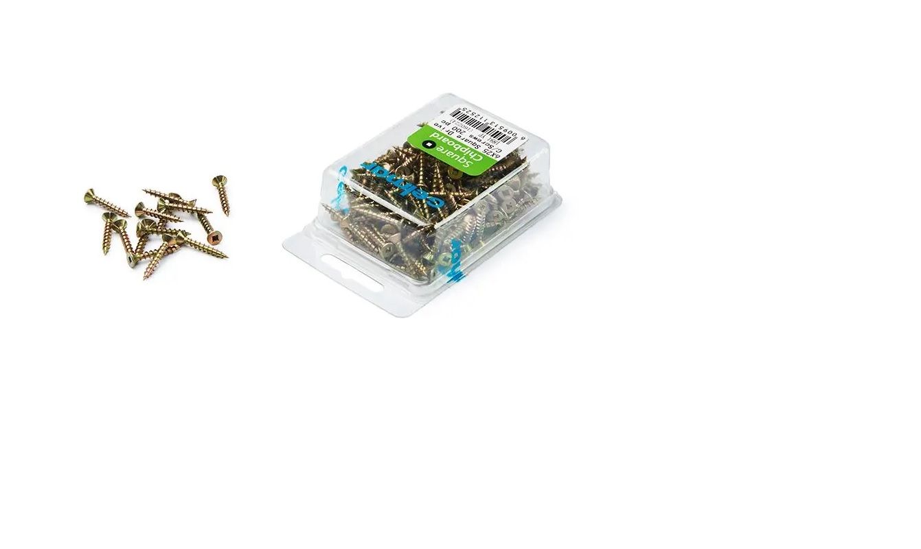 Chipboard Screws, Square, No.6, 3.5mm x 25mm, 200 Pieces (4 pack) BY WOODLY