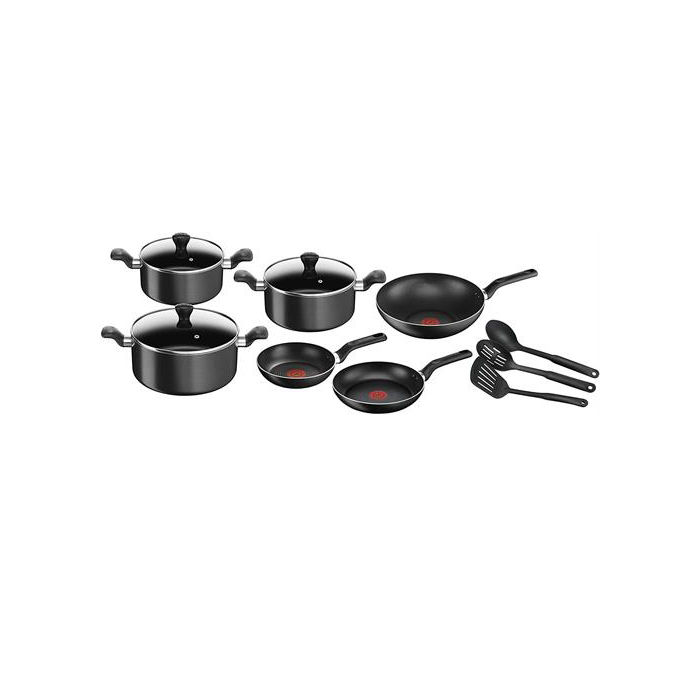 Tefal Super Cook Non-Stick 12 Piece Cooking Set, Black Retail Box 1 year warranty