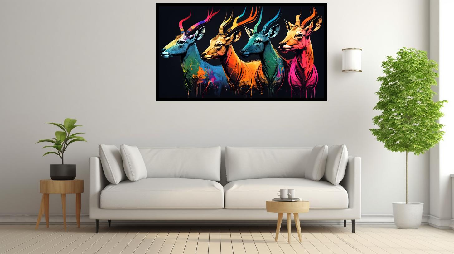 Canvas Wall Art - Group of Impalas - B1598 [120 x 80 cm]