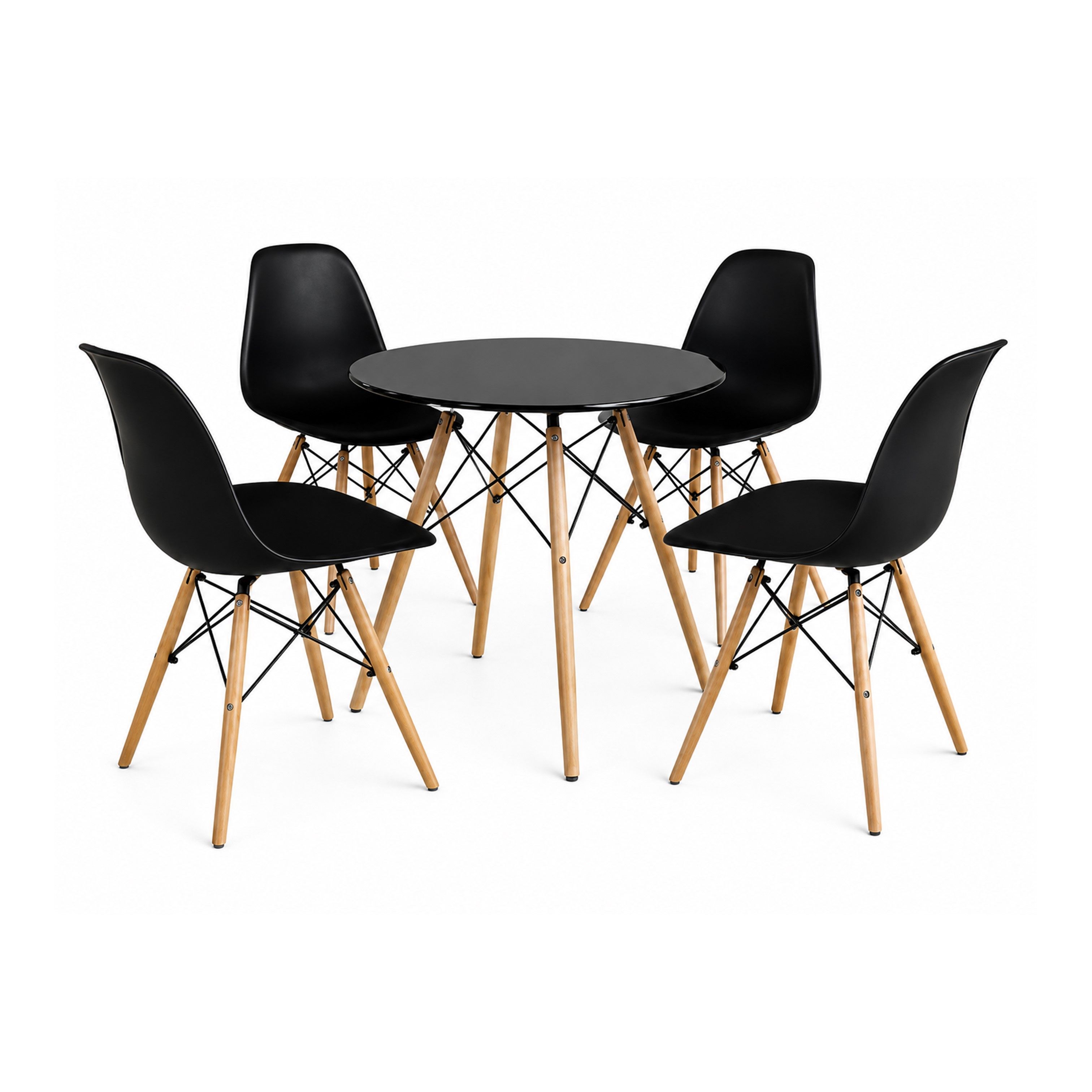Madiega Furniture - Round Retro Table & Chairs - Black Table
