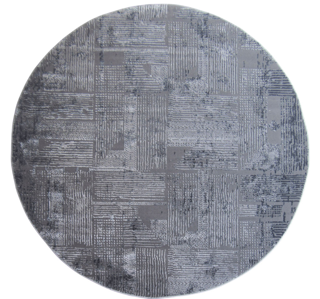 BK Carpets & Rugs – Modern Textured Round Rug – Dark Grey & Black- 2m x 2m