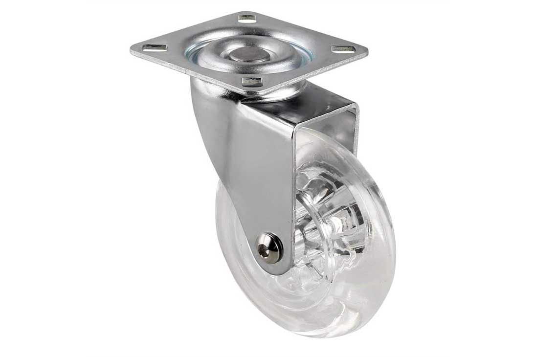 75mm TRANSLUCENT PU CLEAR PLATE SWIVEL CASTOR