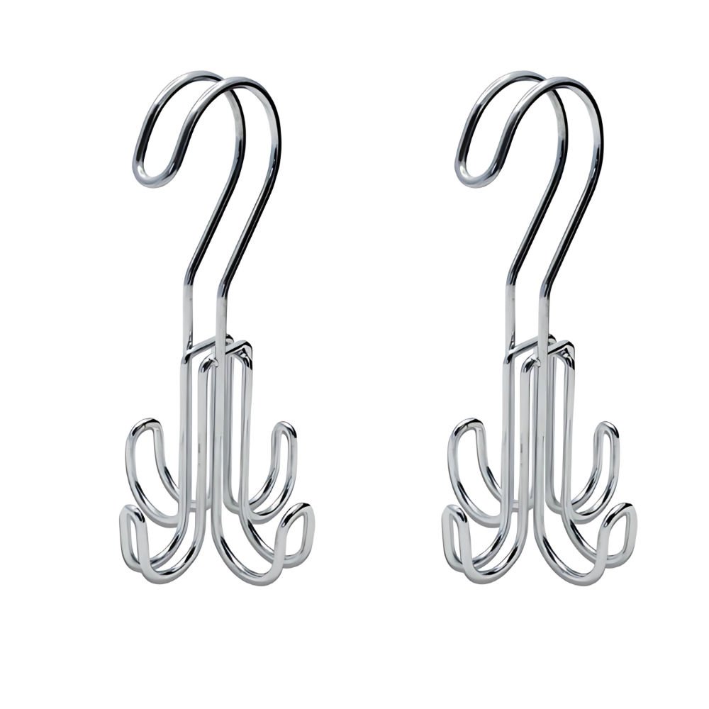 Belt & Tie Hanger, Chrome, 4 Hook(2 Pack)
