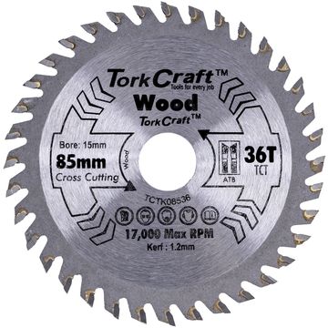 TCT SAW BLADE 85MM X 1.2MM X 15MM X 36T WOOD THIN KERF