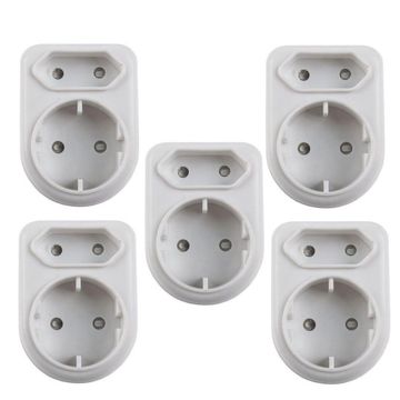 5 Pack Plug Adaptor - White - 1 x Round 2 pin 16A with 1 x 2 pin 5A
