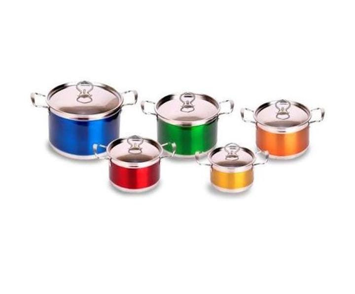 Condere Home 10 Piece Colourful Cookware Set - Pot Set And Bottle Opener