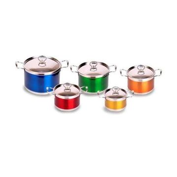 Condere Home 10 Piece Colourful Cookware Set - Pot Set And Bottle Opener