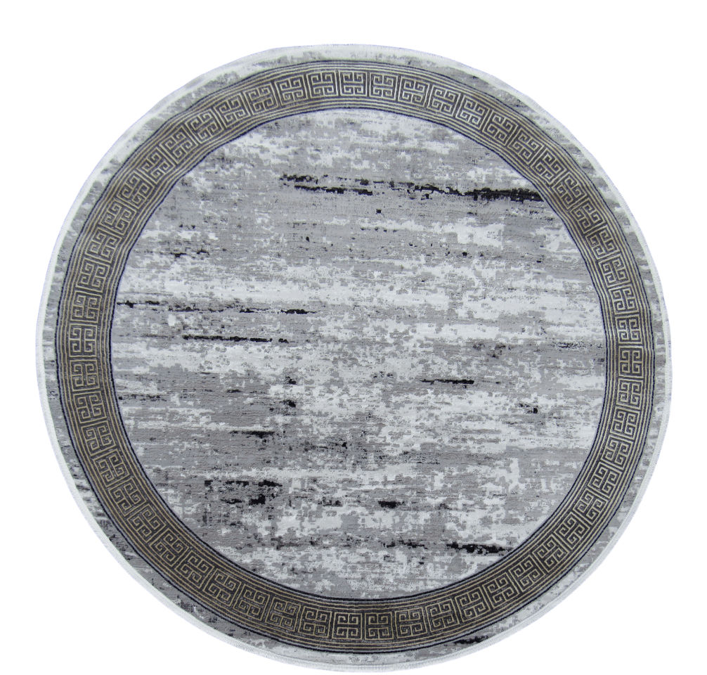 BK Carpets & Rugs – Modern Round Rug   - Grey   -  Beige  - Black-   2.4m x 2.4m