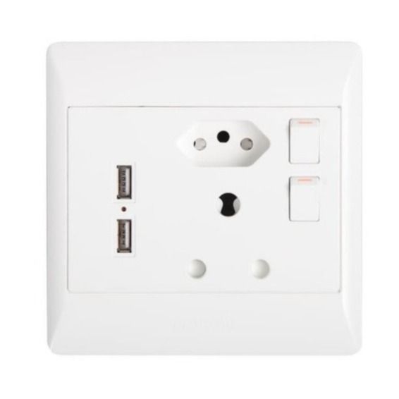 16Amp Wall Socket/Plug with USB ports (2 Pack) Redisson