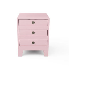 Furnwood Bedside Table Three Drawer Baby Pink