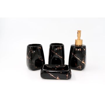 4 Piece black and gold marble bathroom set