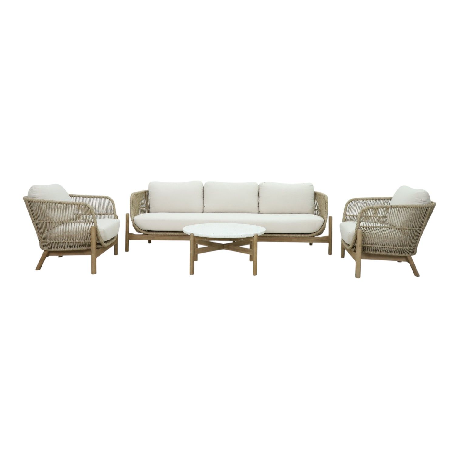 Home And Beyond Contemporary Acacia Wood Patio Lounge Set