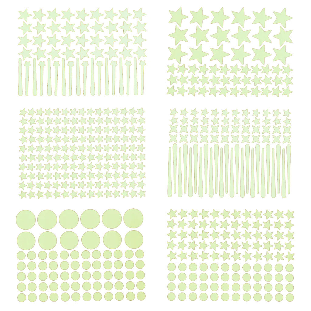 DIY Ceiling Wall Glow In The Dark Stickers - 6 Sheets